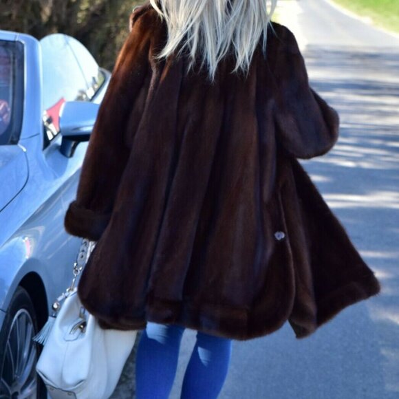 LAFURIA~ROYAL SAGA~BROWN~REAL MINK FUR~COAT/PONCHO~JACKET~LADIES L (10/12)~NWT - Picture 8 of 16